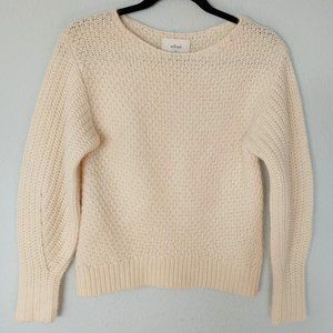Wilfred Aritzia Ivory Boat Neck Waffle Knit Mohair/Alpaca Blend Limerick Sweater